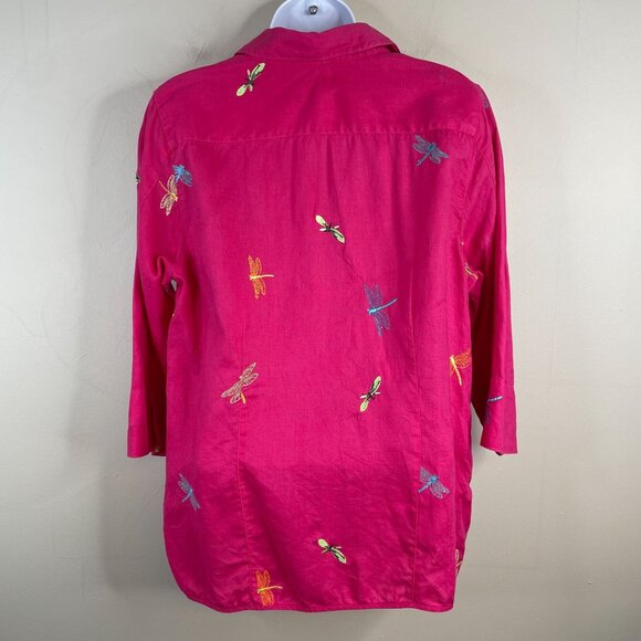 Embroidered Dragonfly Pink Women's Top - Picture 10 of 12